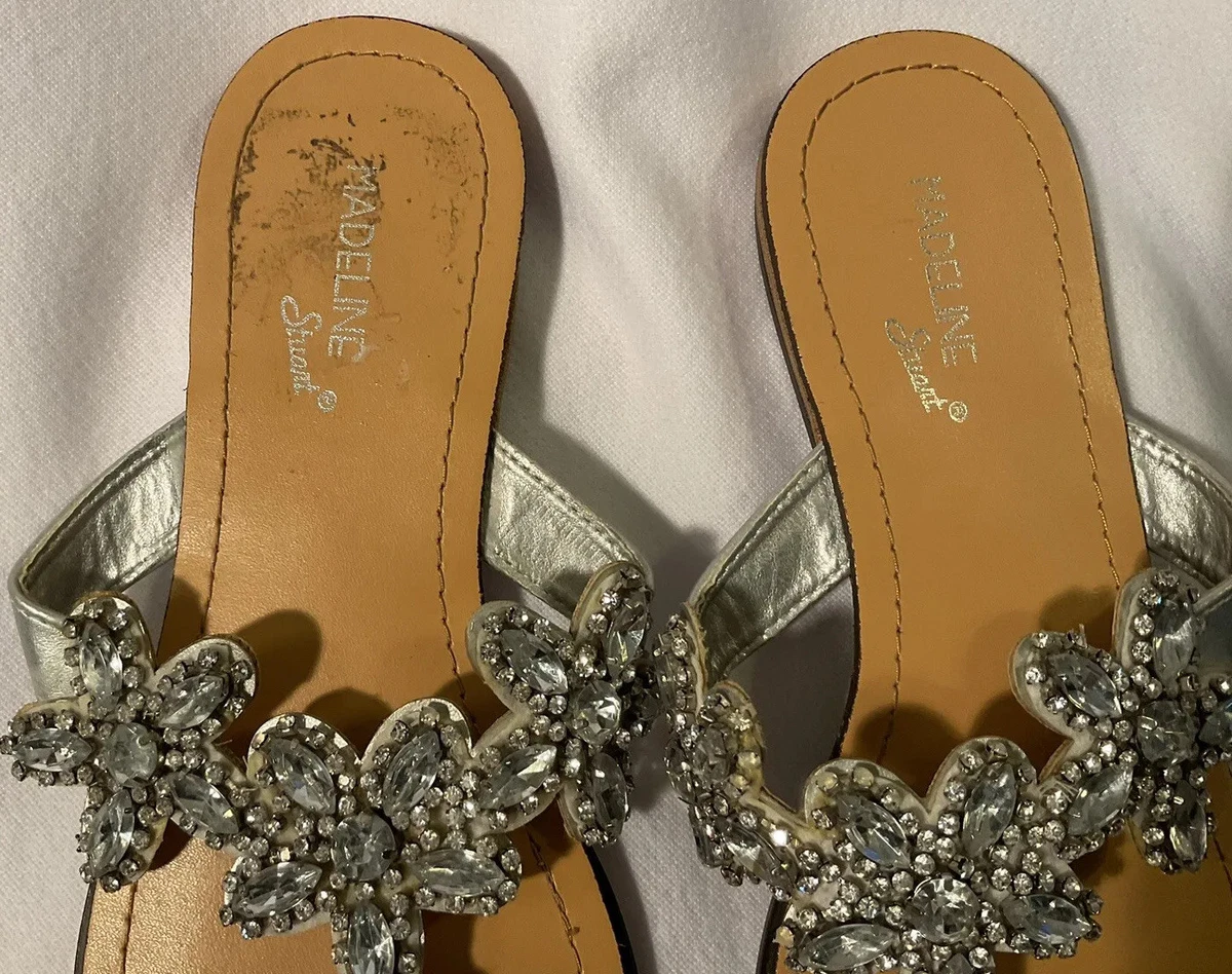 Jeweled slip on sandals sales