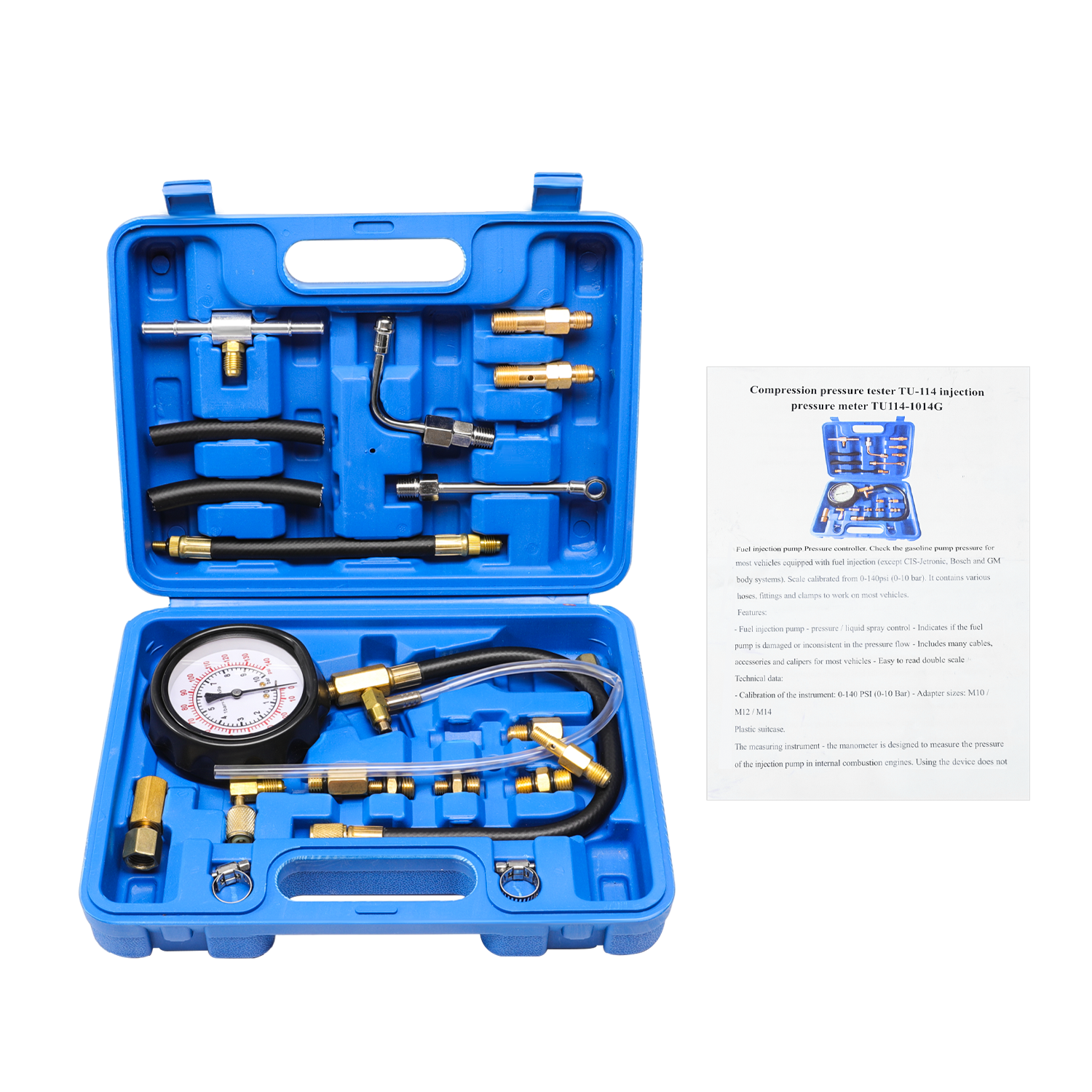 Fuel Injection Gauge Pressure Tester.Test Kit Car System Pump Tool Set