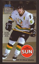 Rick Nash--London Knights--2002-03 OHL Schedule--Toronto Sun