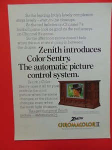 1977 ZENITH Television with Color Sentry photo art print ad