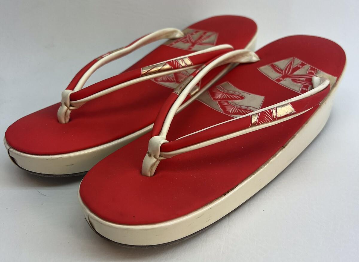 Japanese Zori Geta Geisha Vtg Sandals Shoes Flip Flop Slipper