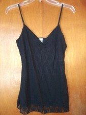 Vtg Y2K 90's Whimsigoth Fairy Teenie Weenie Cami Black Lace Top