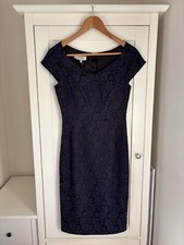 Hobbs Ellis Jaquard Dress Navy Black Size 8 New