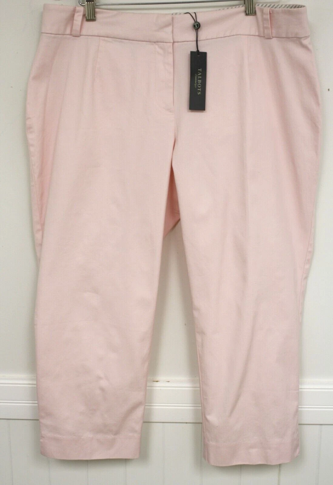 Talbots Women Petites Capri Pant Pink Heritage 22in inseam Zipper Fly