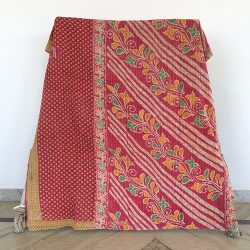 Vintage Indian Handmade Quilt Kantha Bedspread Throw Cotton Blanket Ralli Gudari - Picture 18 of 35