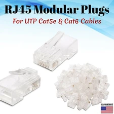 RJ45 Network Cable Modular Plug CAT5e CAT6 UTP Connector End Pass Through EZ Lot