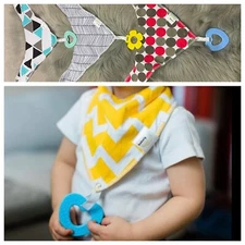 New Bobaly Baby Infant Organic Cotton Bandana Absorbent Drool Bibs Teether 3Pack