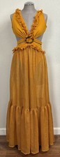 Fashion Nova Private Flying Maxi Mustard Dress Women Sz XS NWT