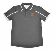 Illinois Fighting Illini Adidas Grey Climalite Performance Polo Medium NEW!!