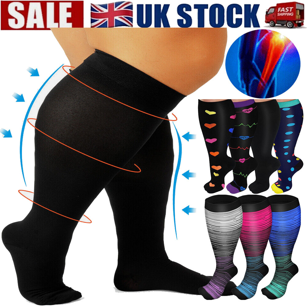 Plus Size Compression Socks Unisex 2030 mmHg Wide Calf Extra Large