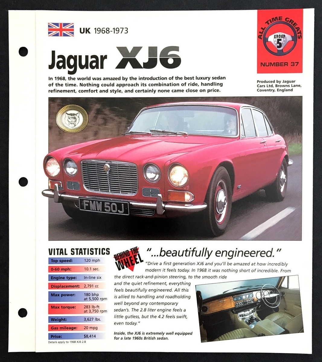 1968 JAGUAR XJ6 2.8 SEDAN UNIQUE IMP BROCHURE | eBay