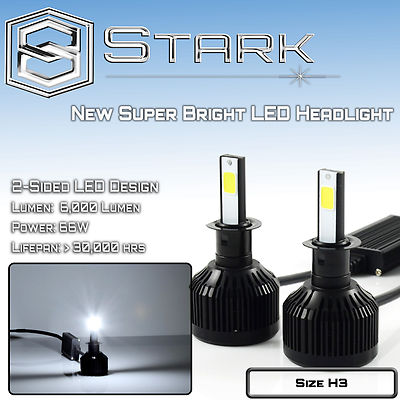 Stark LED 80W 9000LM 3-Sided Fog Light Kit – 6000K White – Fits 5202, 2504 Sockets