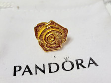charm Pandora surdimensionné rose éclose métal doré poinçon  ALE MET