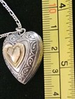 925-14k Vintage 2 Sided Heart Pendant-25x21x10mm 925 Italy Stamped Necklace 20" — photo 2