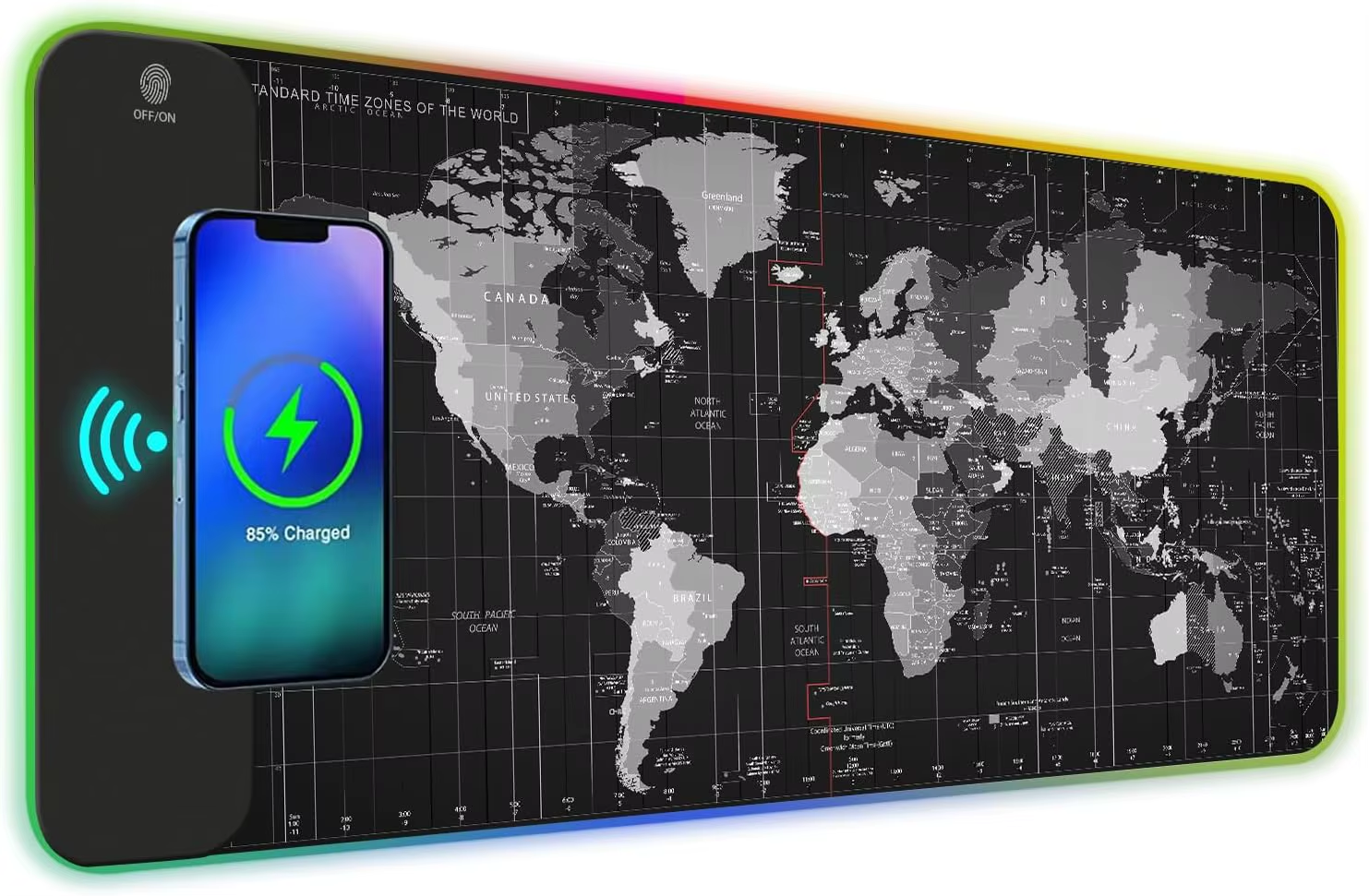 RGB Wireless Charging Gaming Mouse Pad - Large LED Desk Mat with 10W Fast Charge-image