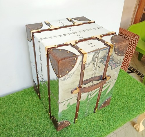 Decorative Home Storage Trunk Aviator Style Design Silver Wedding Gift Handmade - Picture 7 of 21