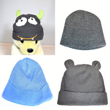 Black, Blue, Gray, "Cutie Critter", Boys Infant Soft Caps Lot of 4 - 0-6 months