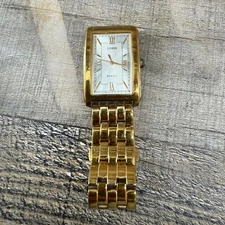 Guess Watch Steel Gold Tone Rectangle Water Resistant Wristwatch Needs Battery