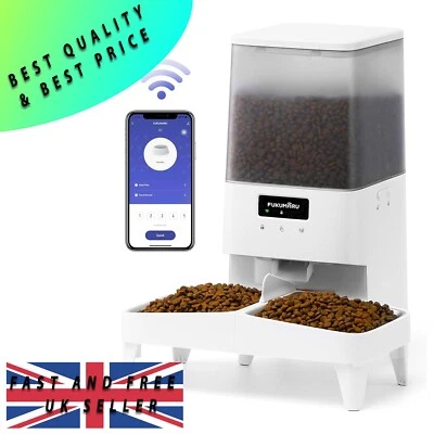 FUKUMARU Automatic Cat Feeder, 5L Cat Feeder WiFi with Double Bowl