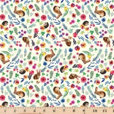 Somebunny To Love Cream Hoppily Ever After Fabric DMB2728 Half yd continuous cut