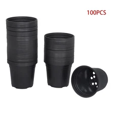 100 Pack 6 Inch Nursery Pots For Plants Plastic Plant Pots with Drainage Holes