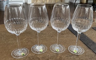 Waterford Ballet Presage Crystal Wine / Goblet Glasses Honeycomb Cuts, Set of 4