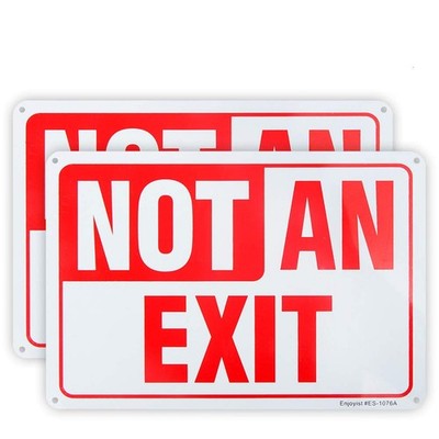 2PCS Not an Exit Sign 10''x7'' Reflective Rust-Free Aluminum UV-Protected
