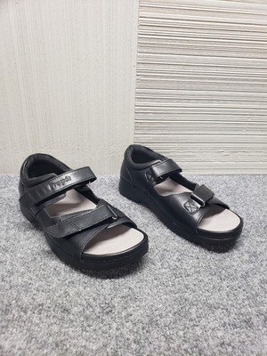 Propet Pedic Women Sandals 7.5W Black Leather Hook & Loop Open Toe Comfort Shoes