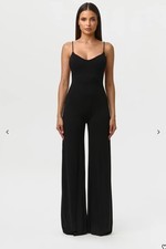 NWOT Naked Wardrobe Smooth Cami Wide Leg Jumpsuit Black, Size Medium 98