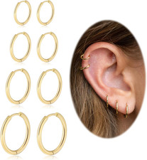 Small Hoop Earrings for Women Men Girls 14K Real Gold Plated Thin Gold Huggie Ho