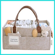Baby Diaper Caddy Organizer, Nursery Storage Basket for Newborn Essentials, N...
