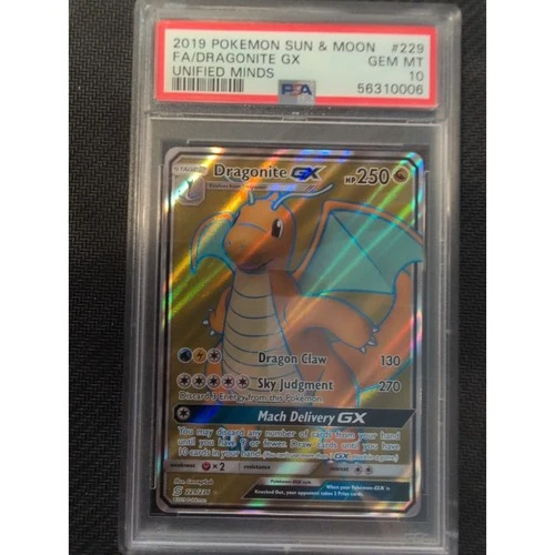 Dragonite GX (Full Art) 229/236 Sm-Unified Minds Holo PSA 10