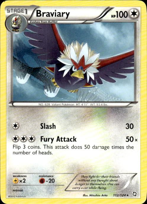 Pokemon Braviary Dragons Exalted 112/124 Light Play LP+ or Better