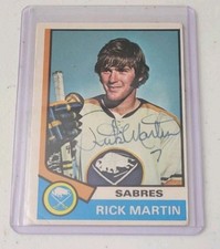 RICK MARTIN SIGNED 1974-75 O-PEE-CHEE OPC HOCKEY CARD #190 SABRES AUTOGRAPH AUTO