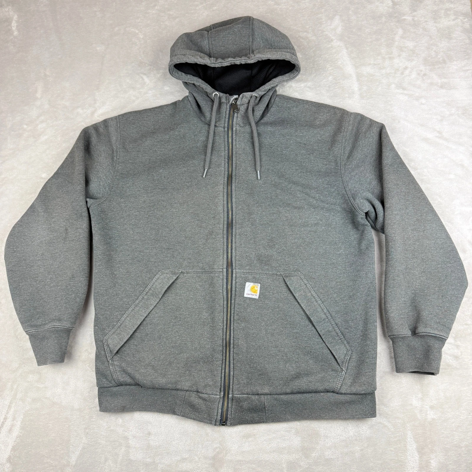 Carhartt Rain Defender Sweatshirt Hoodie Men L Gray Thermal Lined Rutland Zip