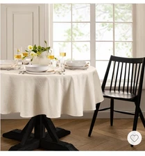 Continental Solid Texture Water and Stain Resistant Tablecloth, 70" Round, Ivory