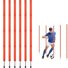 6PCS 6FT Adjustable Soccer Agility Training Poles, Slalom Training Agility Po...