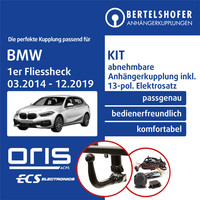 für BMW 1Er Fliessheck Typ F20/F21 03.2014-12.2019 AHK Abn +13Pol Sp. E-Satz