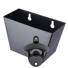 Outdoor Beer Bottle Opener Wall Mounted with Cap Catcher Drainage Openings Bu...