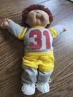 Vintage 1986 Cabbage Patch Boy HM#9 Auburn Hair Brown Eyes W/Sports Outfit