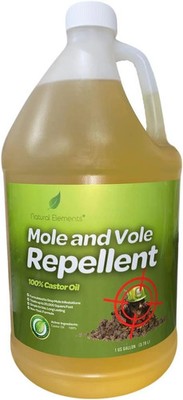 Natural Elements Mole and Vole Repellent 100% Castor Oil Pet Safe 1 Gallon