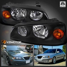 Black Fits 2004-2006 Hyundai Elantra Replacement Headlights Left+Right 04 05 06