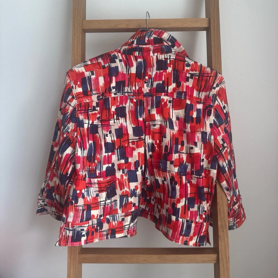 RUBY RD | Size 8 Women’s Red and blue  abstract print jacket - Image 2 of 4