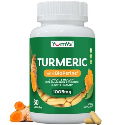 YUM-Vs Turmeric Curcumin Supplement with Black Pepper   Made 100mg...