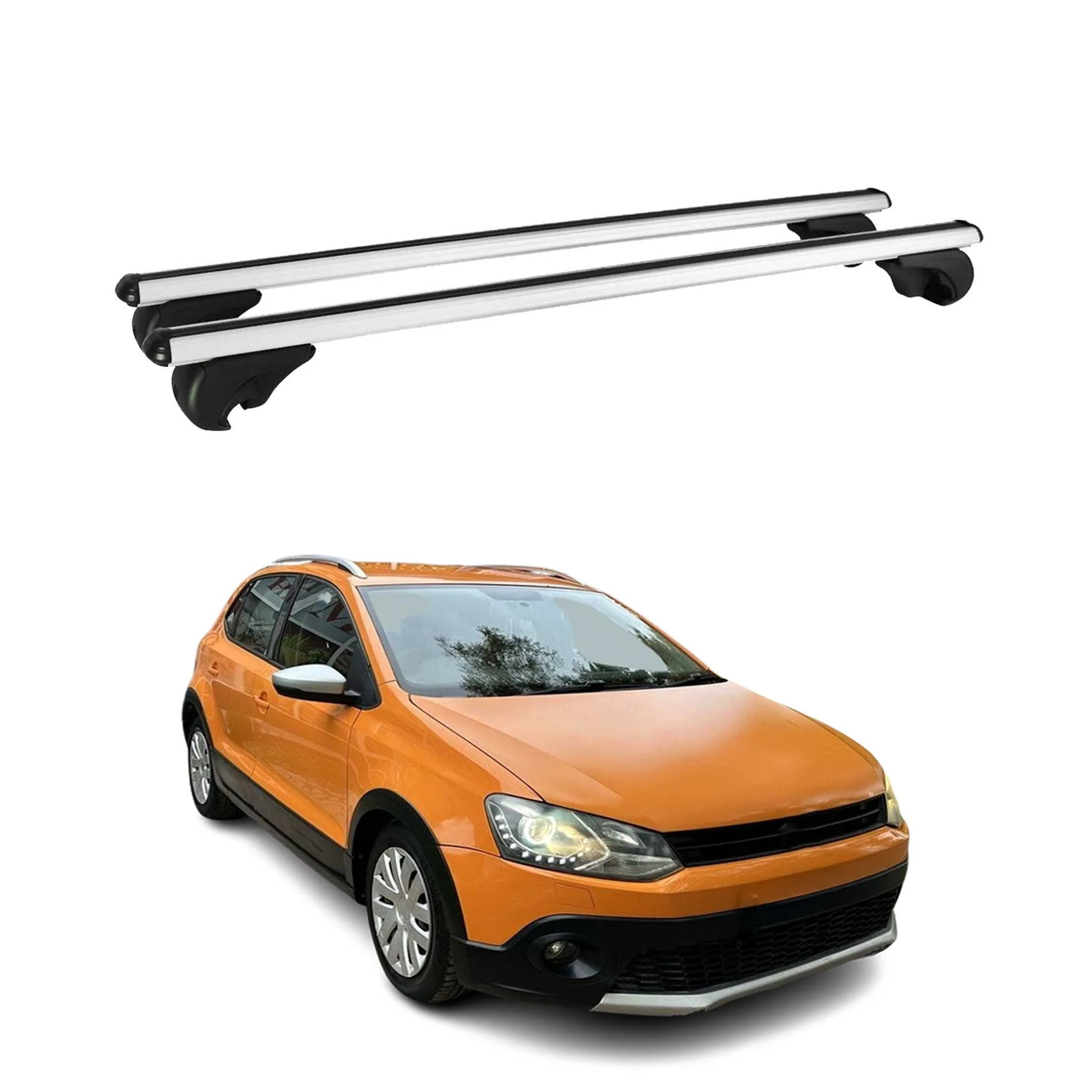 Barres de toit transversales pour VW Polo 2009-2017 en aluminium argent