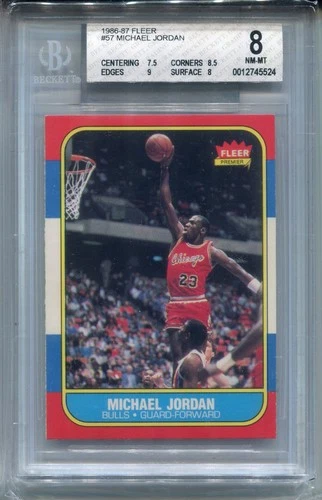 1986 Fleer Michael Jordan Rookie Card BGS 8 NM MINT w 9 Graded #57 Basketball