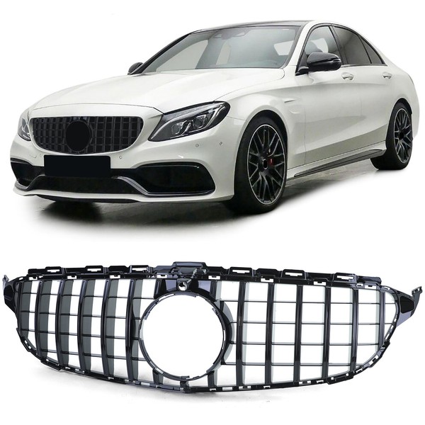 Sport KüHlergrill Frontgrill Schwarz Glanz FüR Mercedes C Klasse W205 S205 14-18-image