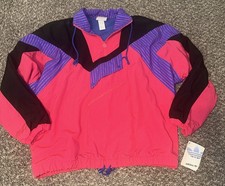 VINTAGE Adidas Pink Blue 80 s 90 s Windbreaker Nylon Jacket Sz L NEW WITH TAGS