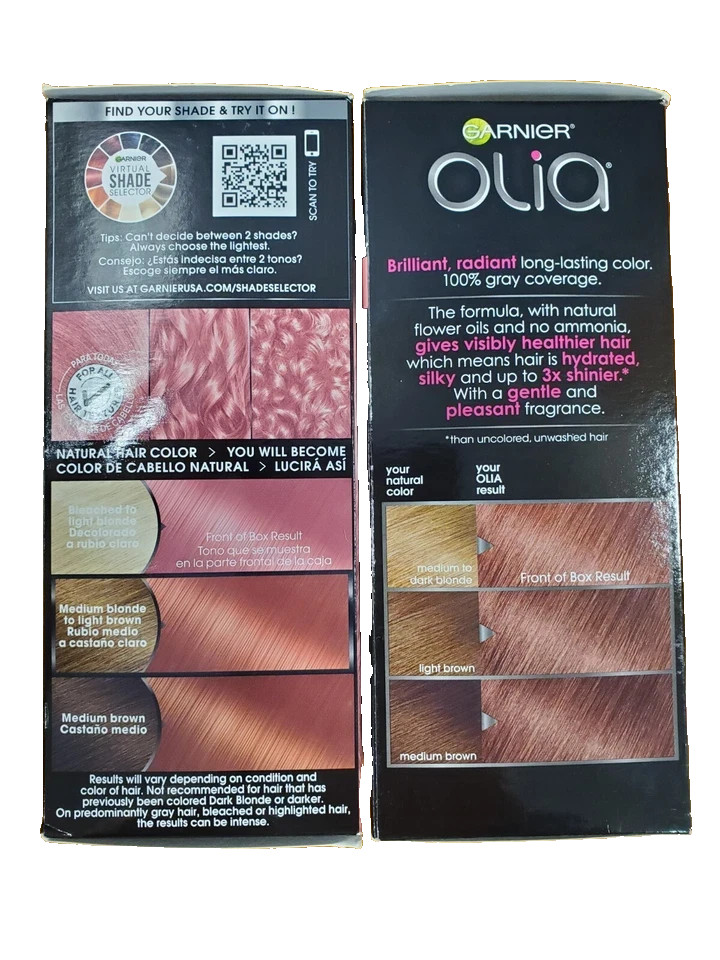 2 pack  Garnier Olia Bold Permanent Hair Color 7.20 Dark Rose Quartz R7P4a