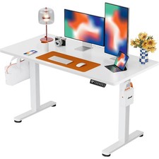electric standing desk height adjustable sit stand computer office white